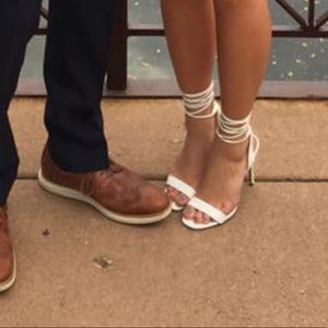 White lace up heels from Lulu’s